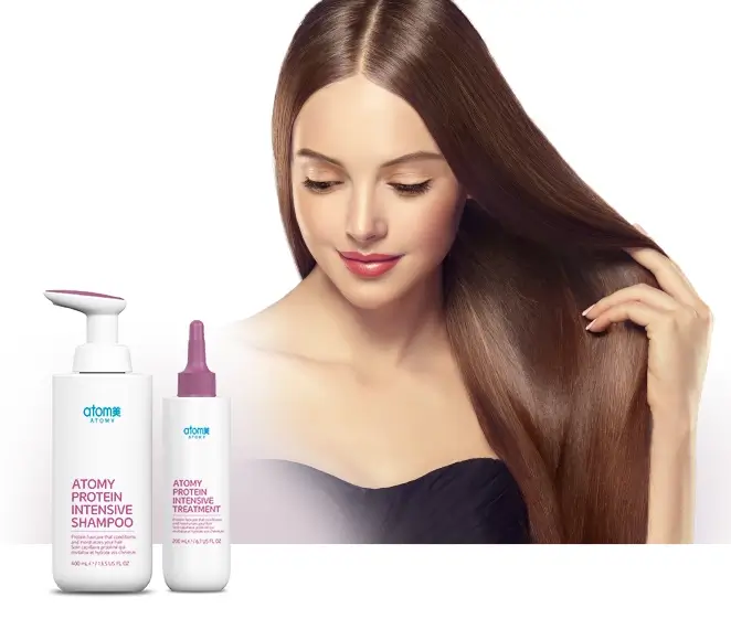 Duo Atomy Protein Shampoo et Treatment pour réparation cheveux abîmés K-Beauty