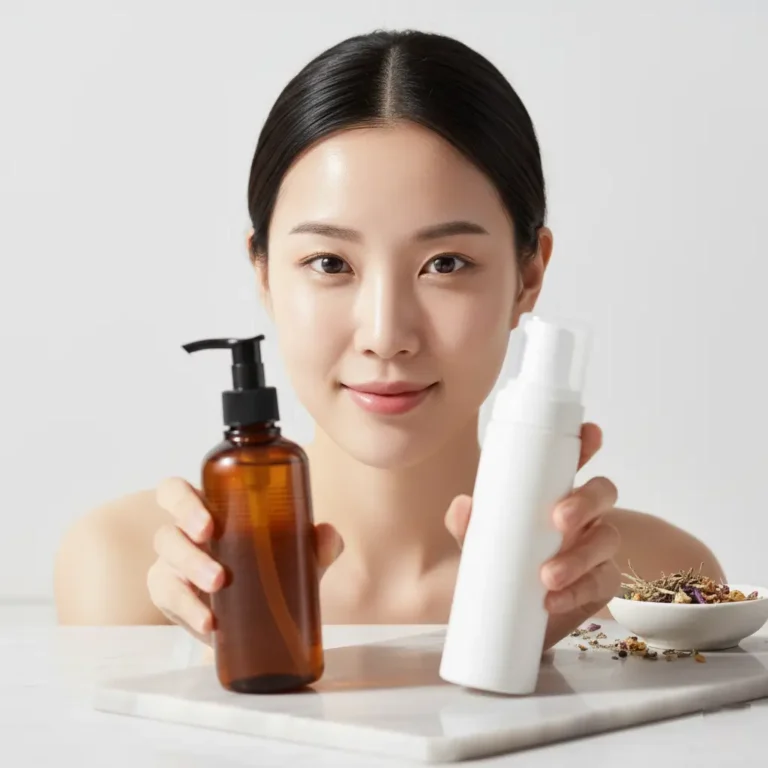 Deux flacons (nettoyant huileux et mousse) pour le double nettoyage coréen K-Beauty