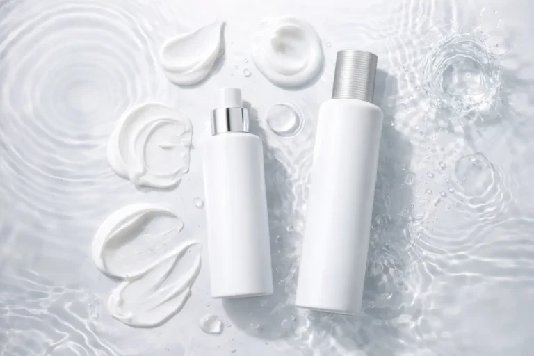 Femme asiatique avec une peau parfaite Glass Skin utilisant une routine de soin coréenne